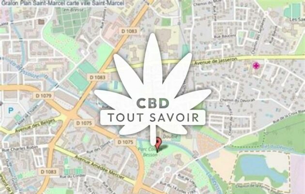 Village à Saint-Marcel avec feuille Cannabis CBD