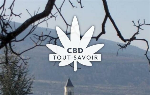 Village à Saint-Martin-de-Bavel avec feuille Cannabis CBD