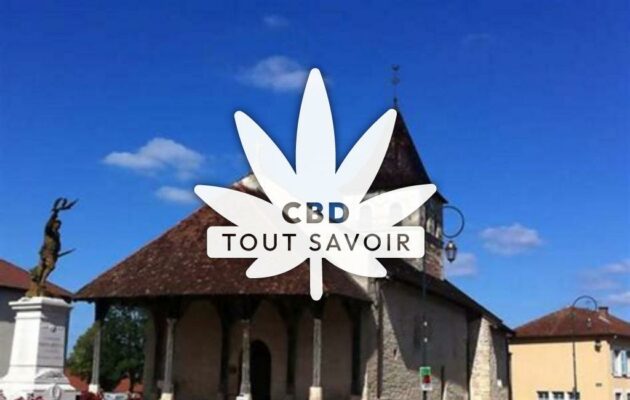 Village à Saint-Nizier-le-Bouchoux avec feuille Cannabis CBD