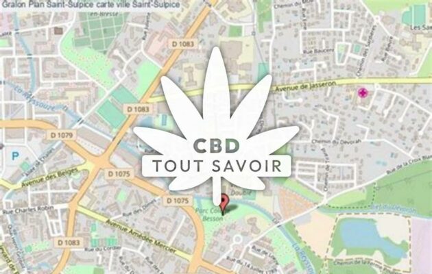 Village à Saint-Sulpice avec feuille Cannabis CBD