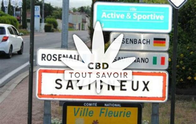 Village à Savigneux avec feuille Cannabis CBD