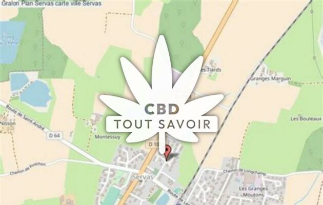 Village à Servas avec feuille Cannabis CBD