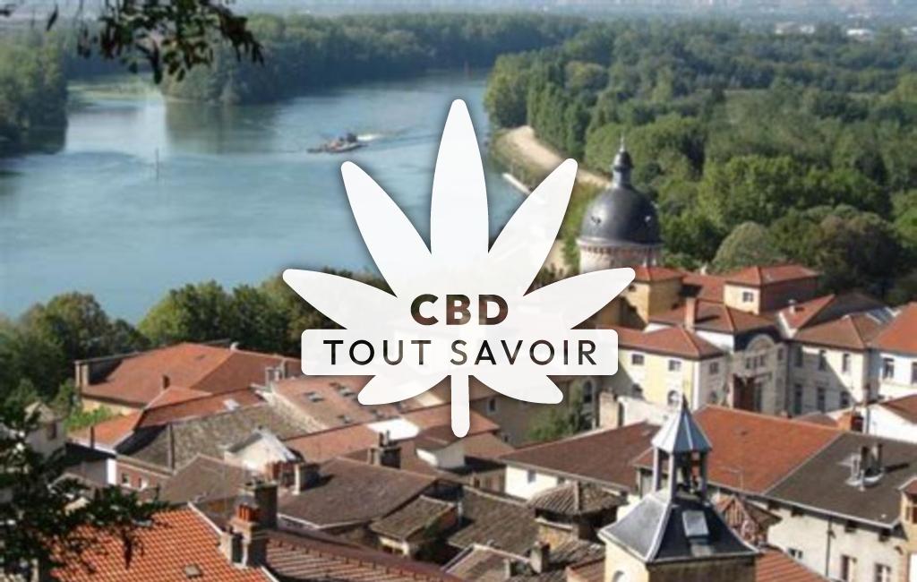 Village à Trevoux avec feuille Cannabis CBD