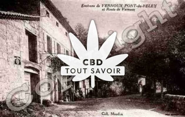 Village à Vernoux avec feuille Cannabis CBD