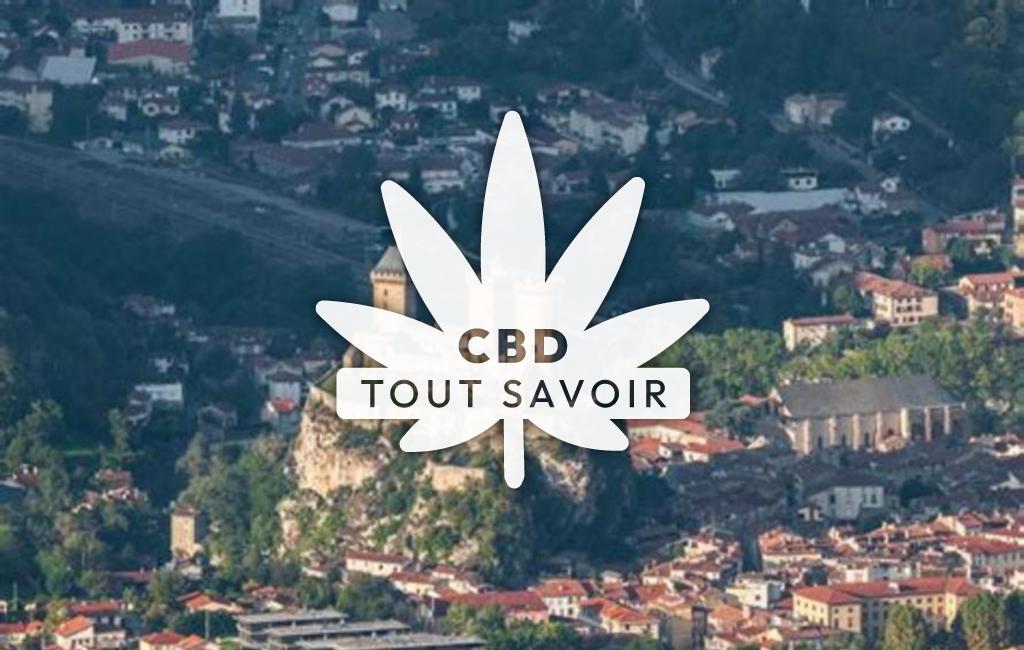 Village dans l'Ariège avec feuille Cannabis CBD