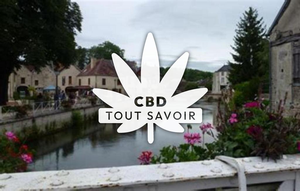 Village dans l'Aube avec feuille Cannabis CBD