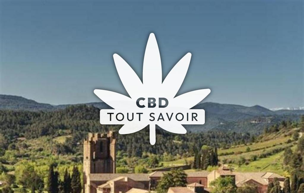 Village dans l'Aude avec feuille Cannabis CBD