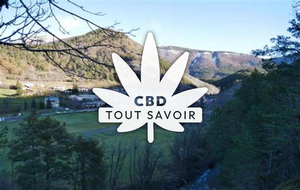 Village à Allons avec feuille Cannabis CBD