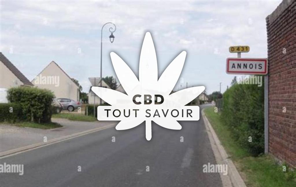 Village à Annois avec feuille Cannabis CBD