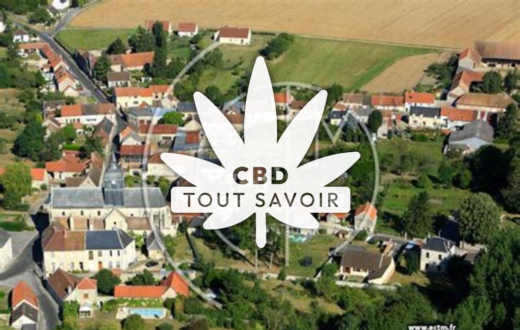 Village à Arcy-Sainte-Restitue avec feuille Cannabis CBD