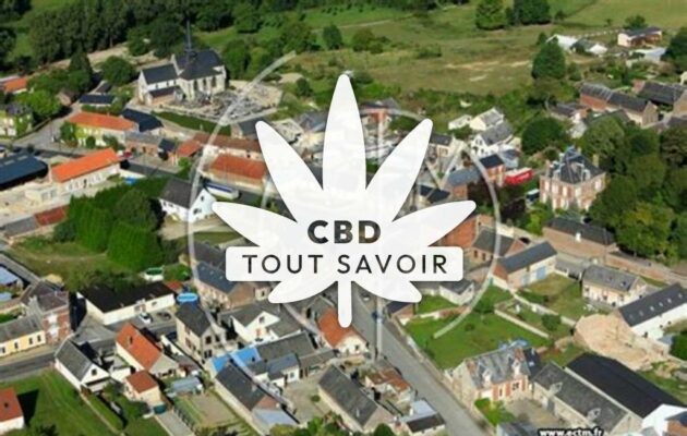 Village à Assis-sur-Serre avec feuille Cannabis CBD