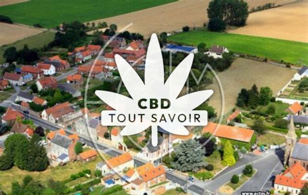 Village à Aubencheul-aux-Bois avec feuille Cannabis CBD