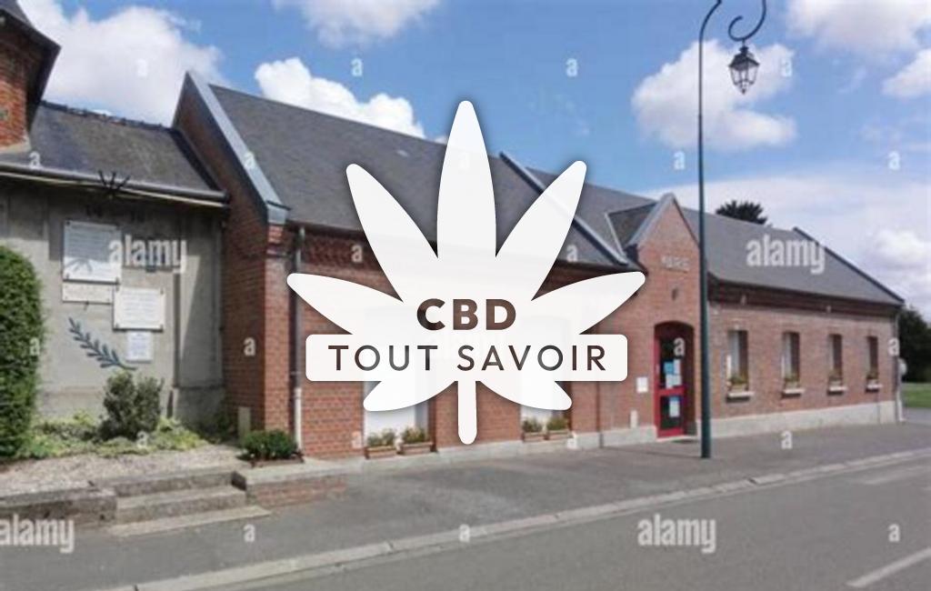 Village à Aubigny-aux-Kaisnes avec feuille Cannabis CBD