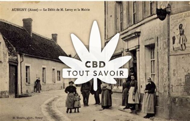 Village à Aubigny-en-Laonnois avec feuille Cannabis CBD