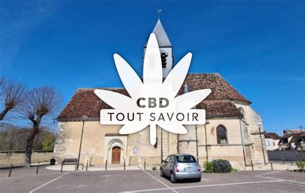 Village à Augy avec feuille Cannabis CBD