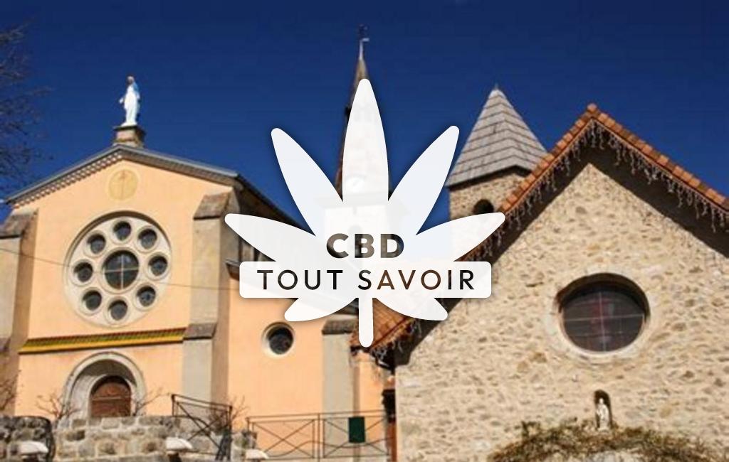 Village à Beauvezer avec feuille Cannabis CBD