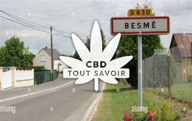 Village à Besme avec feuille Cannabis CBD