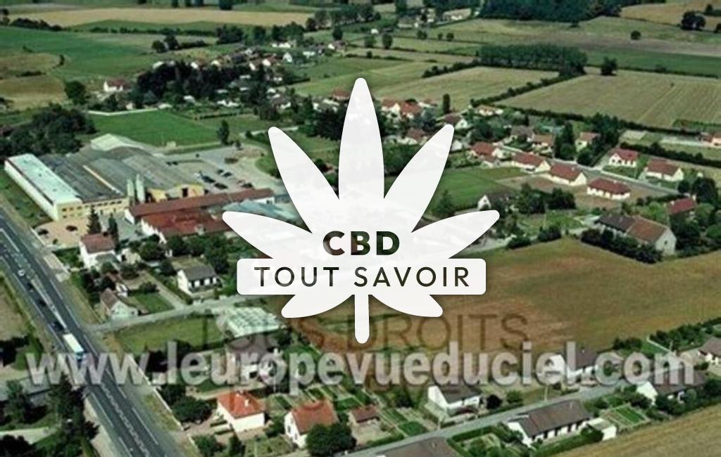 Village à Bessay-sur-Allier avec feuille Cannabis CBD