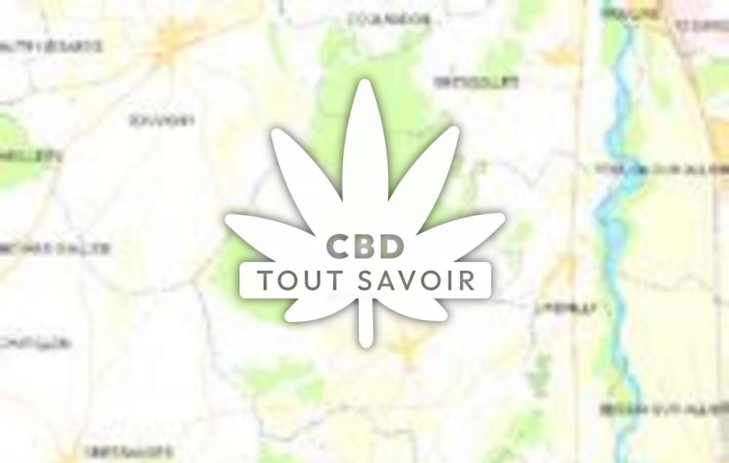 Village à Besson avec feuille Cannabis CBD