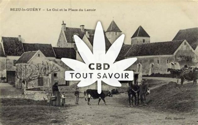 Village à Bezu-le-Guery avec feuille Cannabis CBD