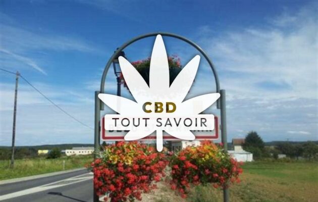 Village à Bezu-Saint-Germain avec feuille Cannabis CBD