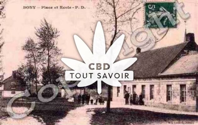 Village à Bony avec feuille Cannabis CBD