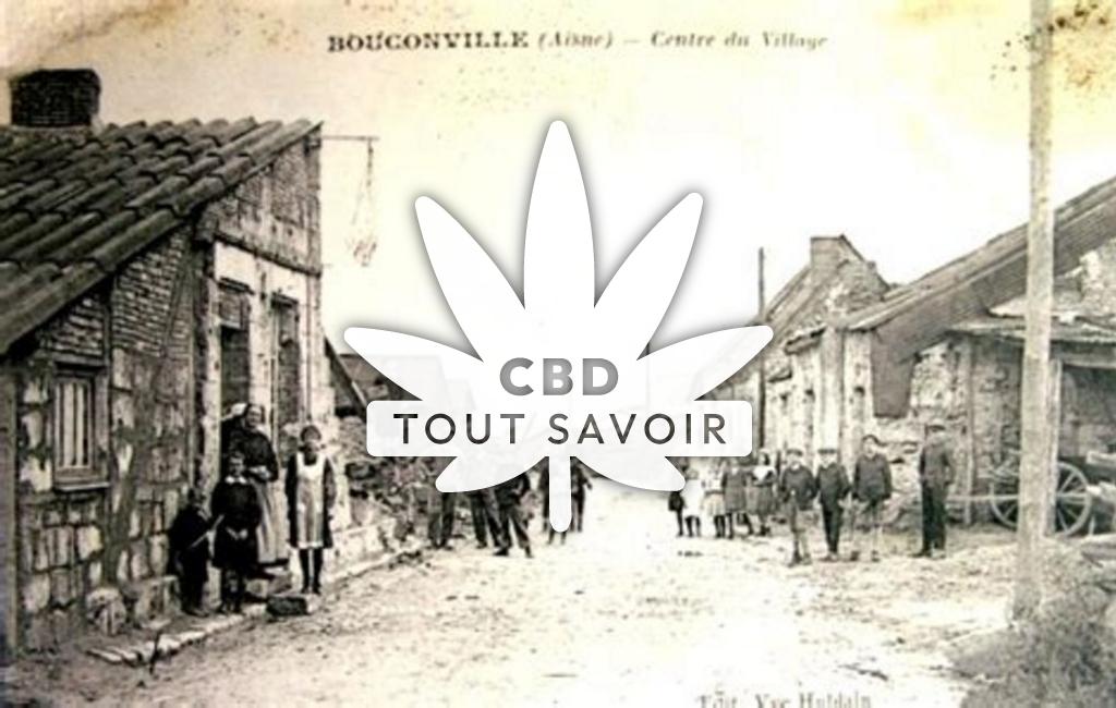 Village à Bouconville-Vauclair avec feuille Cannabis CBD