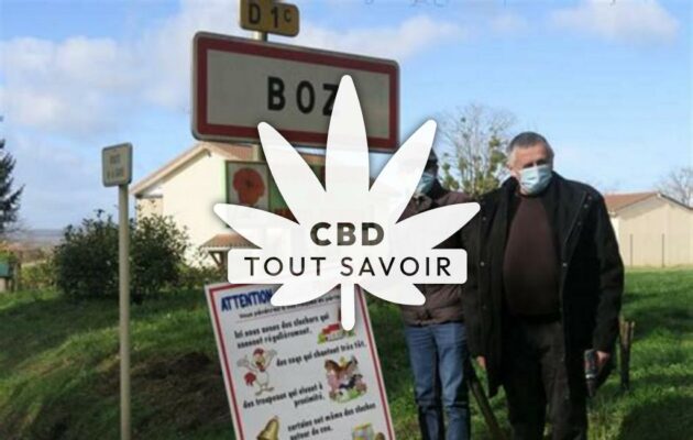 Village à Boz avec feuille Cannabis CBD