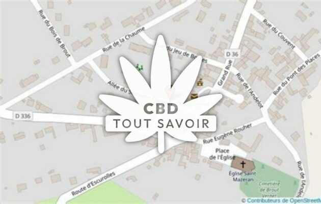 Village à Brout-Vernet avec feuille Cannabis CBD