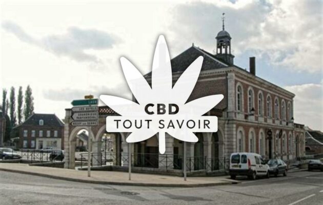 Village à Brunehamel avec feuille Cannabis CBD