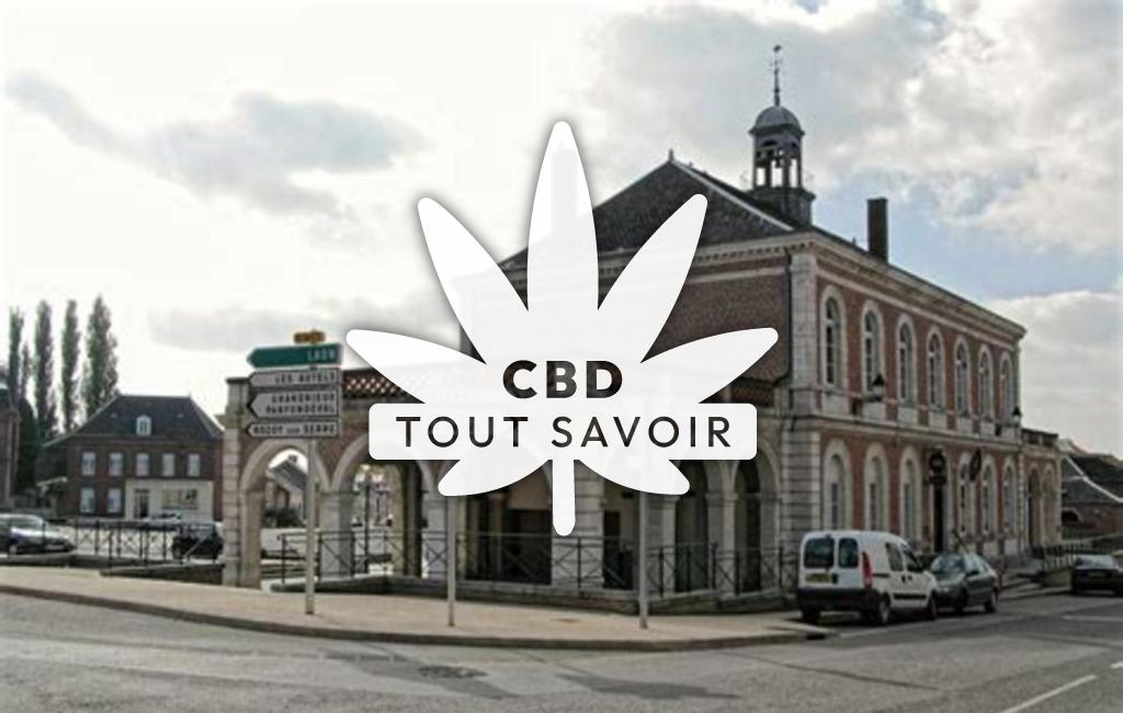 Village à Brunehamel avec feuille Cannabis CBD