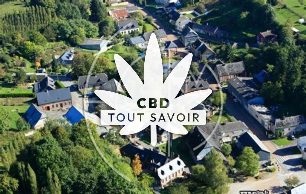 Village à Bucilly avec feuille Cannabis CBD