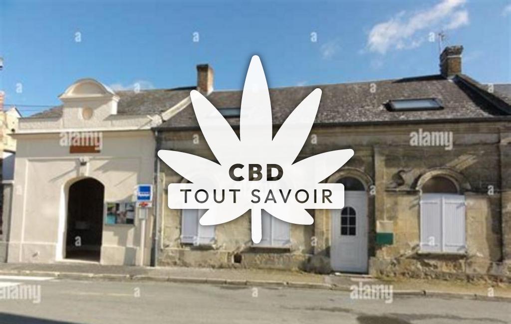 Village à Bucy-les-Cerny avec feuille Cannabis CBD