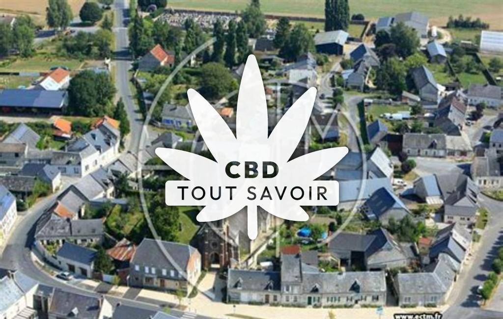 Village à Bucy-les-Pierrepont avec feuille Cannabis CBD