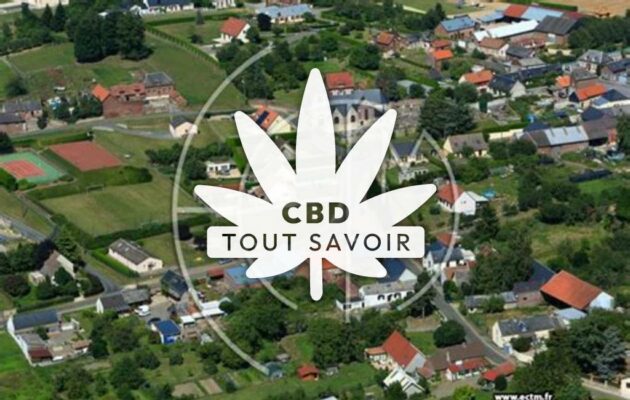 Village à Caillouel-Crepigny avec feuille Cannabis CBD