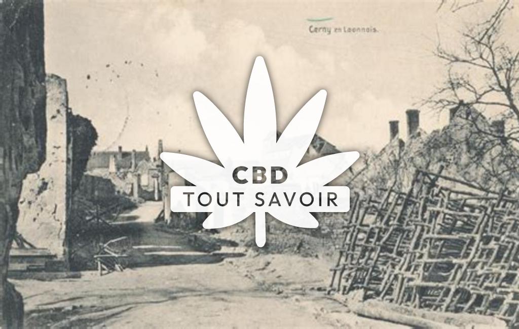 Village à Cerny-en-Laonnois avec feuille Cannabis CBD