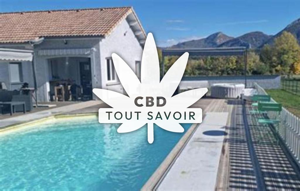 Village à Chabestan avec feuille Cannabis CBD