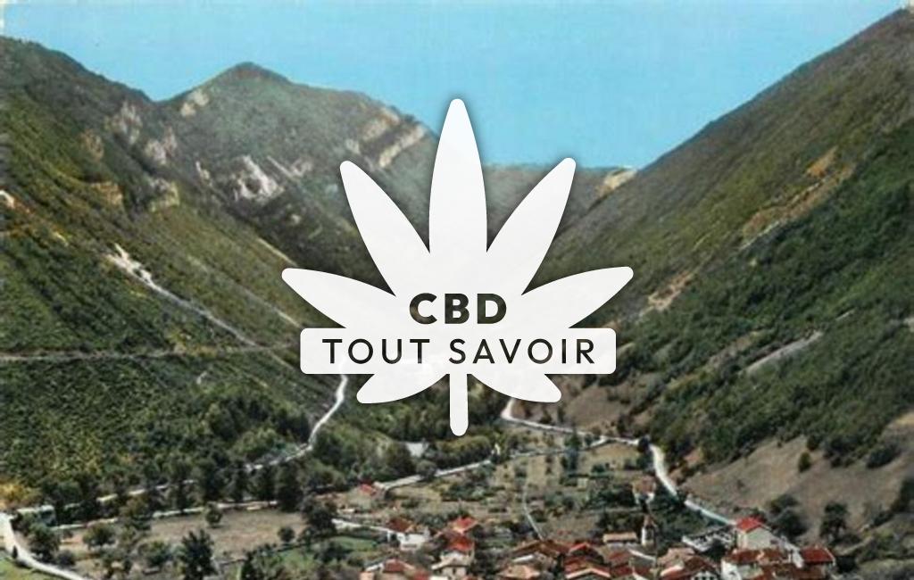 Village à Chaley avec feuille Cannabis CBD