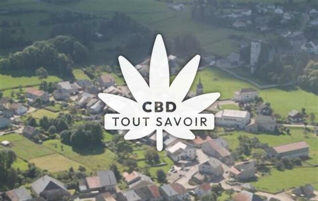 Village à Champdor-Corcelles avec feuille Cannabis CBD