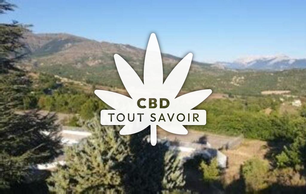 Village à Champtercier avec feuille Cannabis CBD