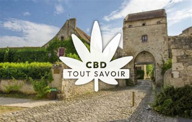 Village à Charroux avec feuille Cannabis CBD