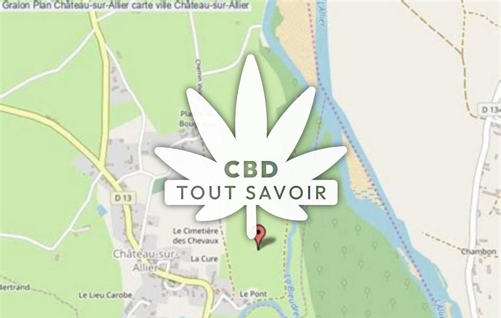 Village à Chateau-sur-Allier avec feuille Cannabis CBD