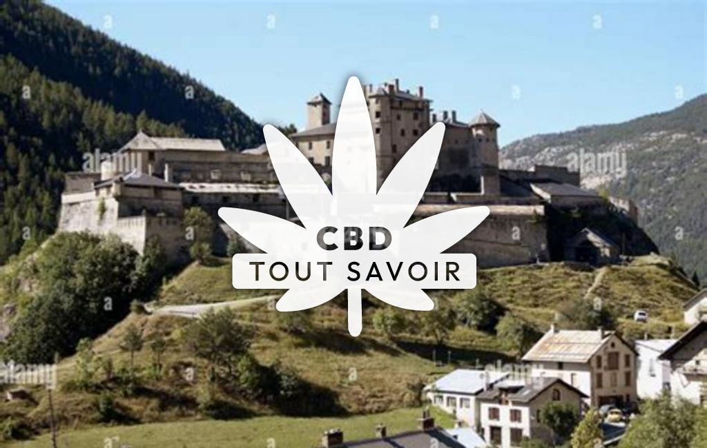 Village à Chateau-Ville-Vieille avec feuille Cannabis CBD