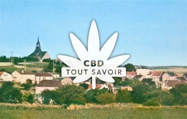 Village à Chery-Chartreuve avec feuille Cannabis CBD