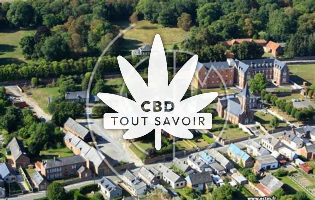 Village à Chevresis-Monceau avec feuille Cannabis CBD