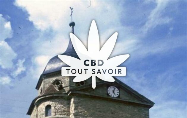 Village à Chirat-l'Eglise avec feuille Cannabis CBD