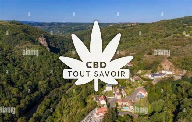 Village à Chouvigny avec feuille Cannabis CBD