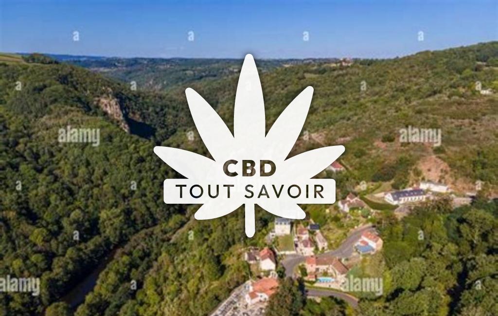 Village à Chouvigny avec feuille Cannabis CBD