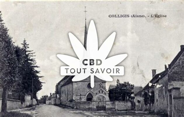 Village à Colligis-Crandelain avec feuille Cannabis CBD