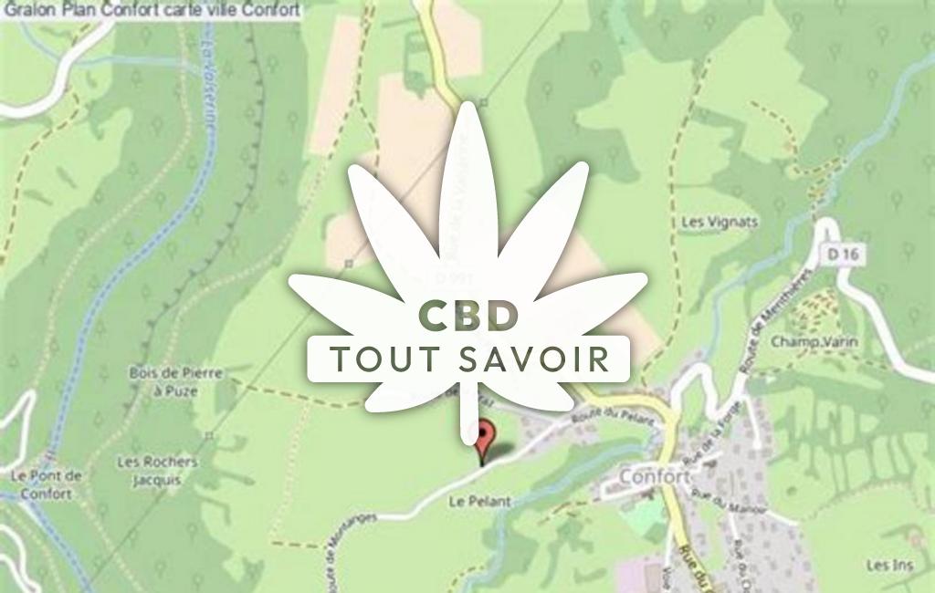 Village à Confort avec feuille Cannabis CBD